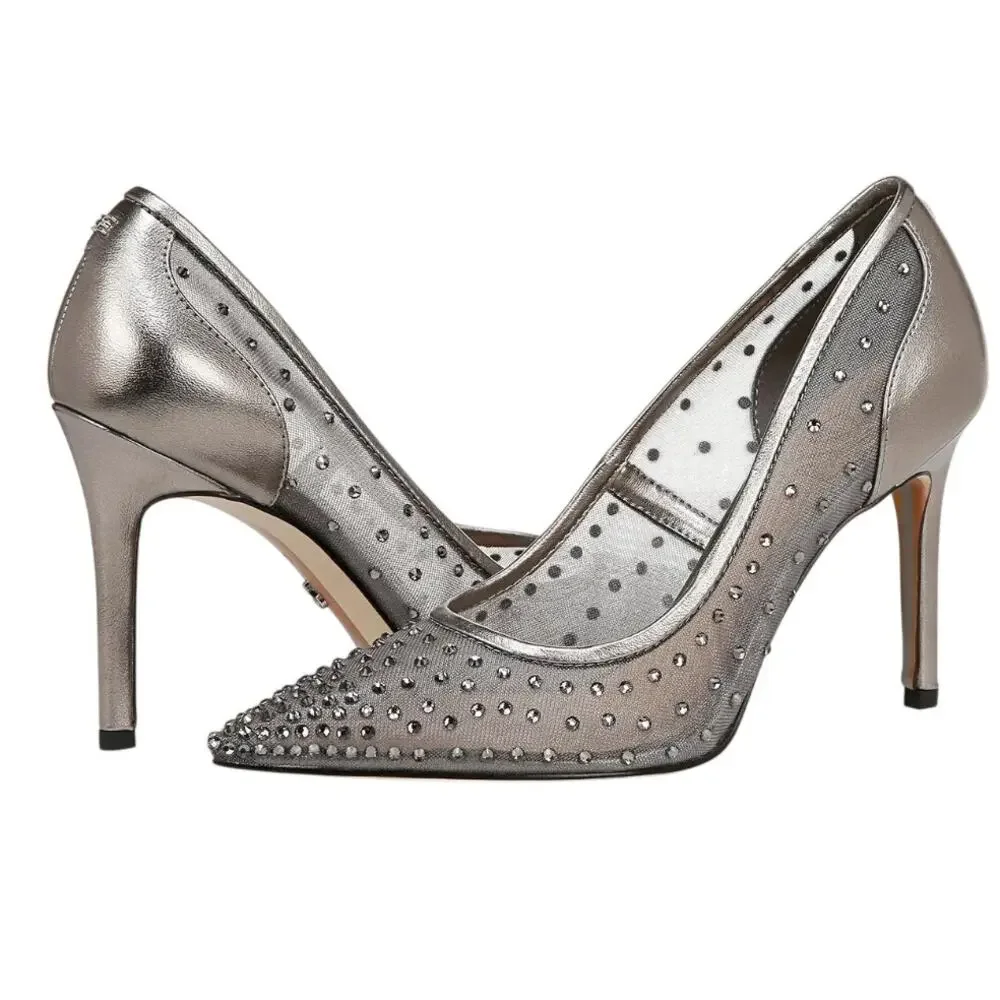 Sam Edelman Womens Hazel Pumps US 7.5 M EU 38 Grey Mesh Stiletto NWOB